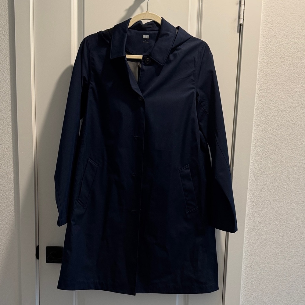 Uniqlo Navy Hooded Rain Coat